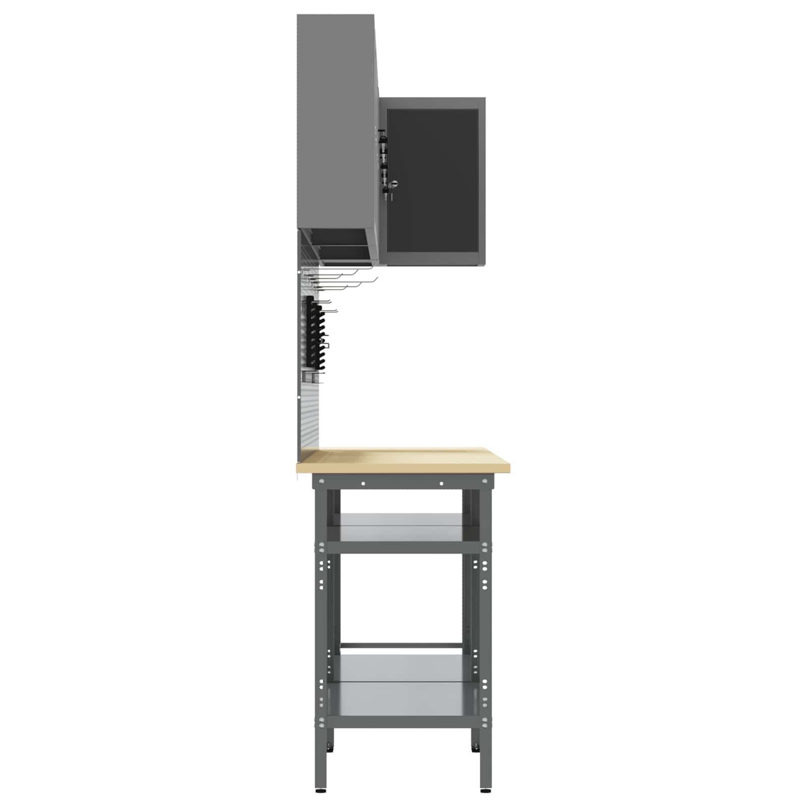 Set de dulapuri de lucru cu raft Manual 10 pcs Negru și Gri GartenMobel Dekor