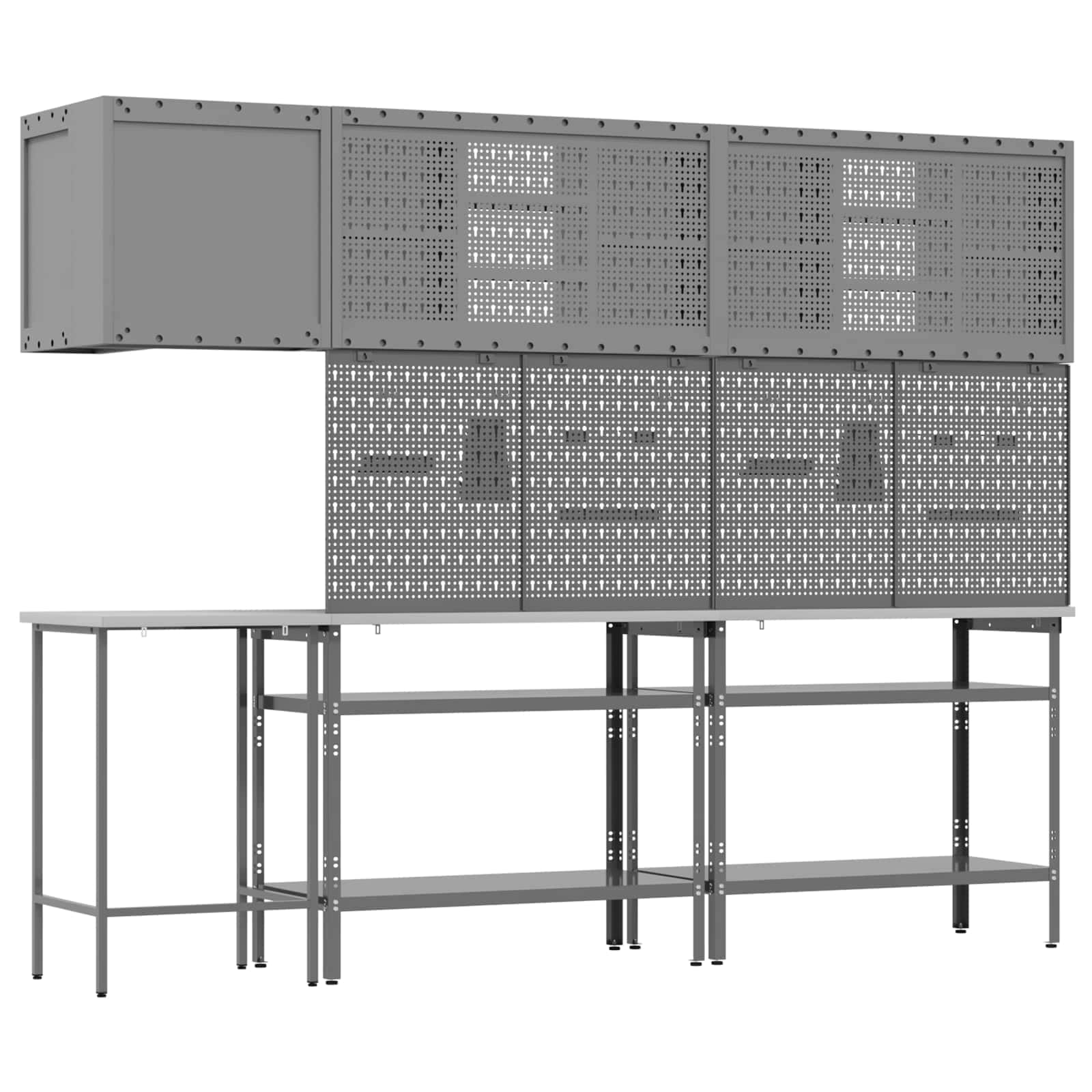 Set de dulapuri de lucru cu raft Manual 10 pcs Negru și Gri GartenMobel Dekor