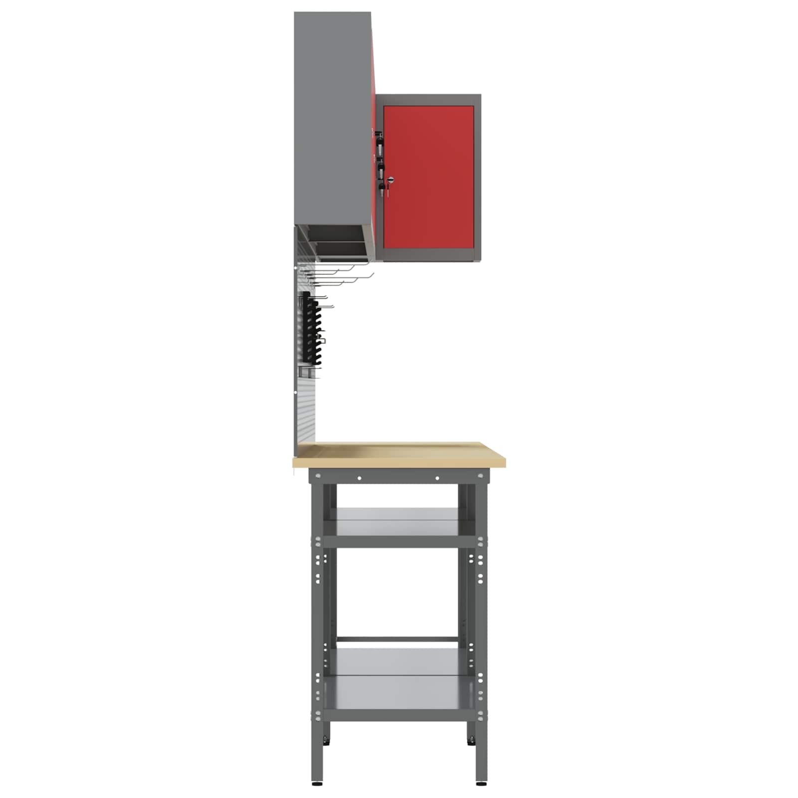 Set de dulapuri de lucru cu raft Manual 10 pcs Roșu și gri GartenMobel Dekor