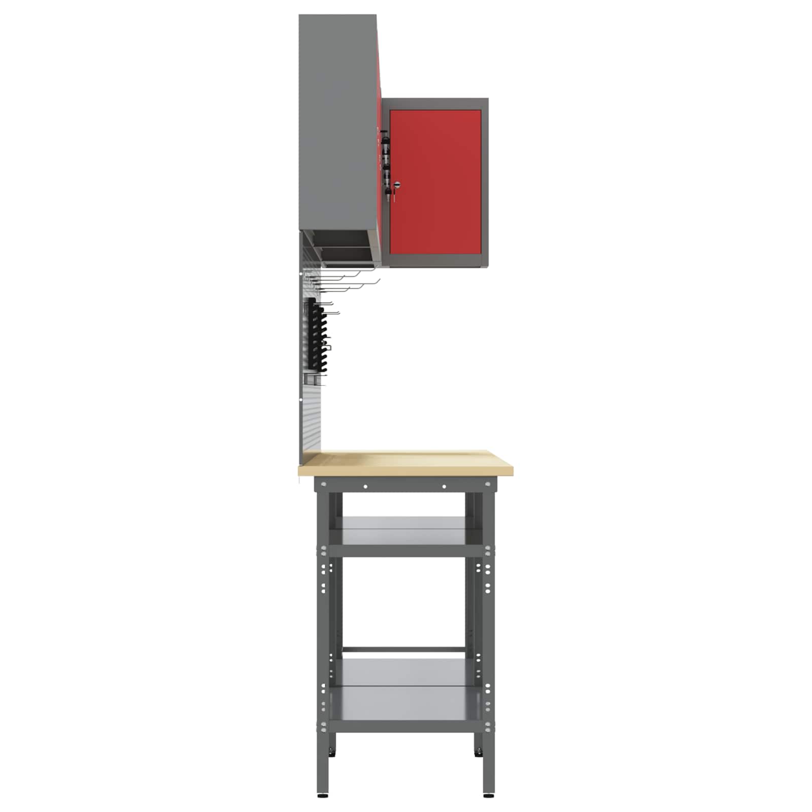 Set de dulapuri de lucru cu raft Manual 10 pcs Roșu și gri GartenMobel Dekor