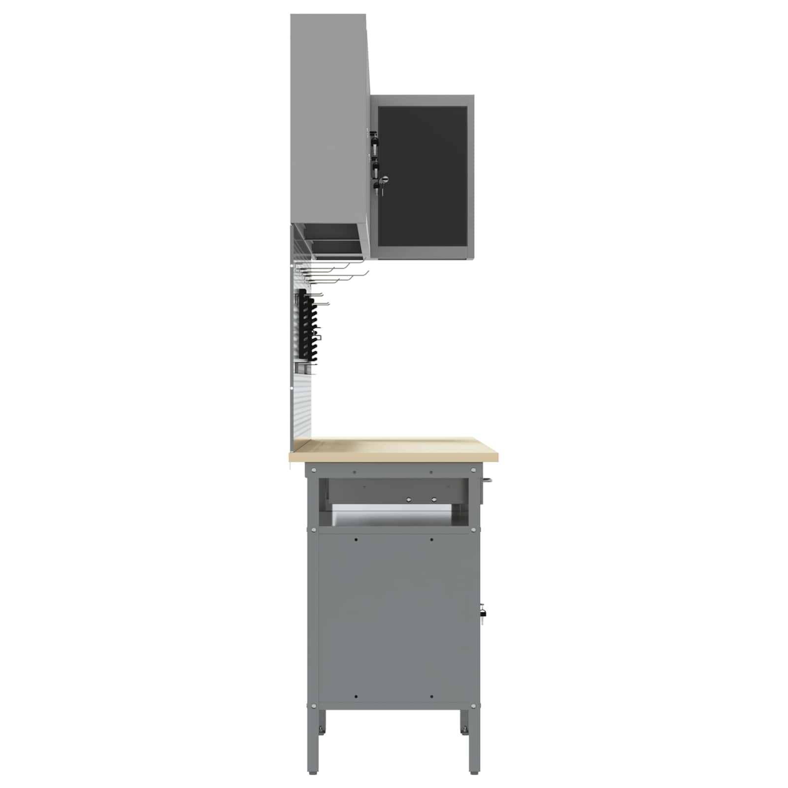 Set de dulapuri de lucru cu sertar cu raft 10 pcs Negru și Gri GartenMobel Dekor