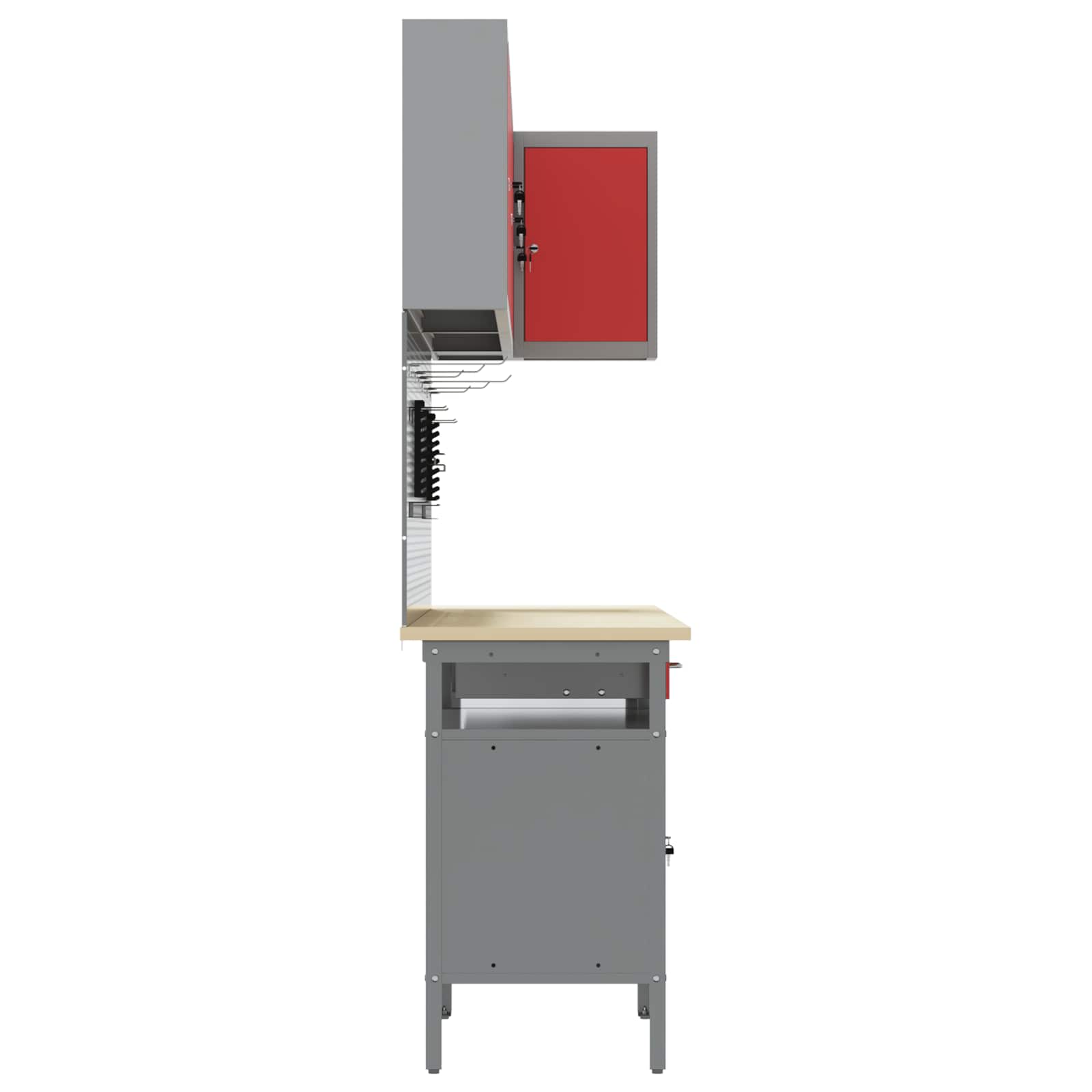 Set de dulapuri de lucru cu sertar cu raft 10 pcs Roșu și gri GartenMobel Dekor