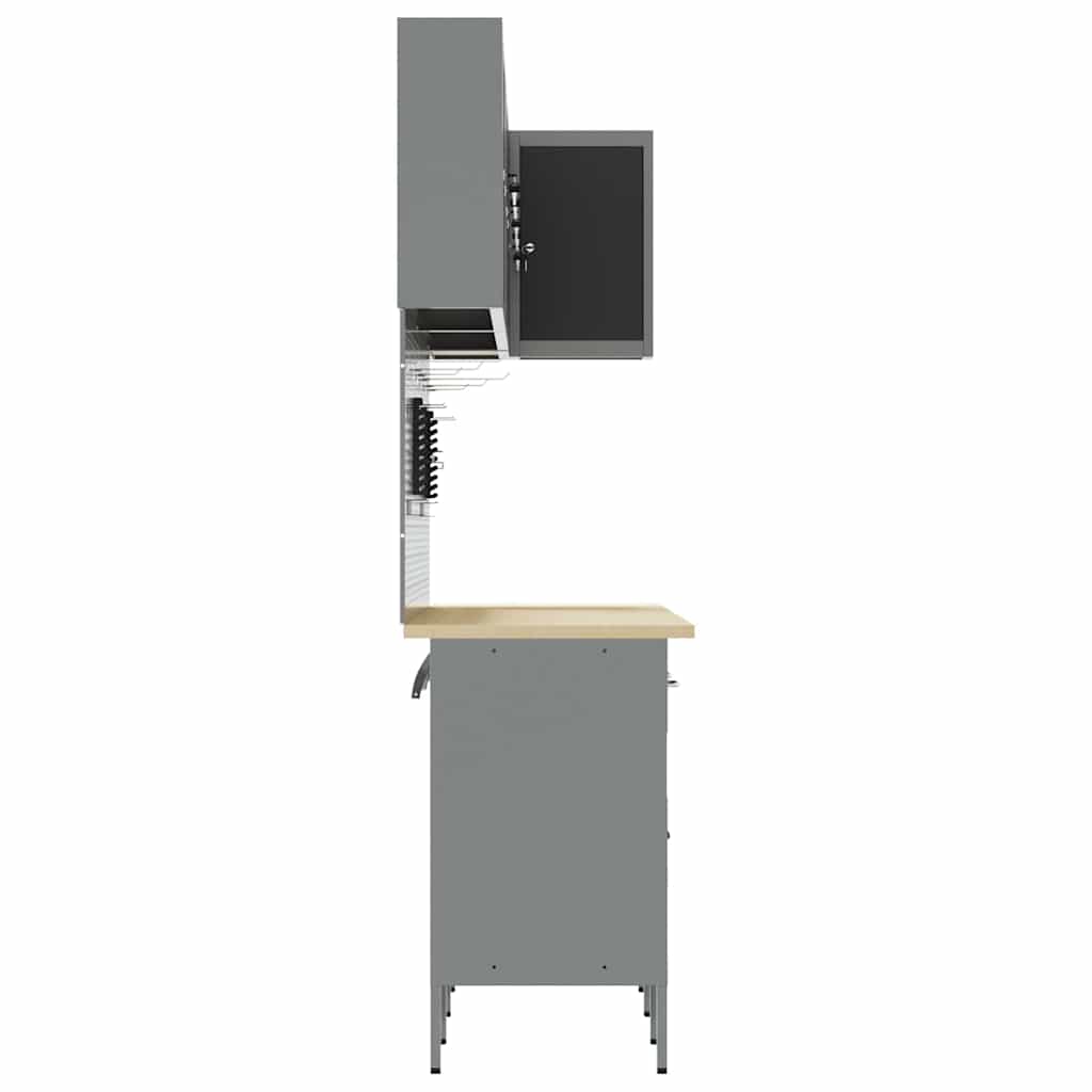 Set de dulapuri de lucru cu sertar cu raft 12 pcs Negru și Gri GartenMobel Dekor