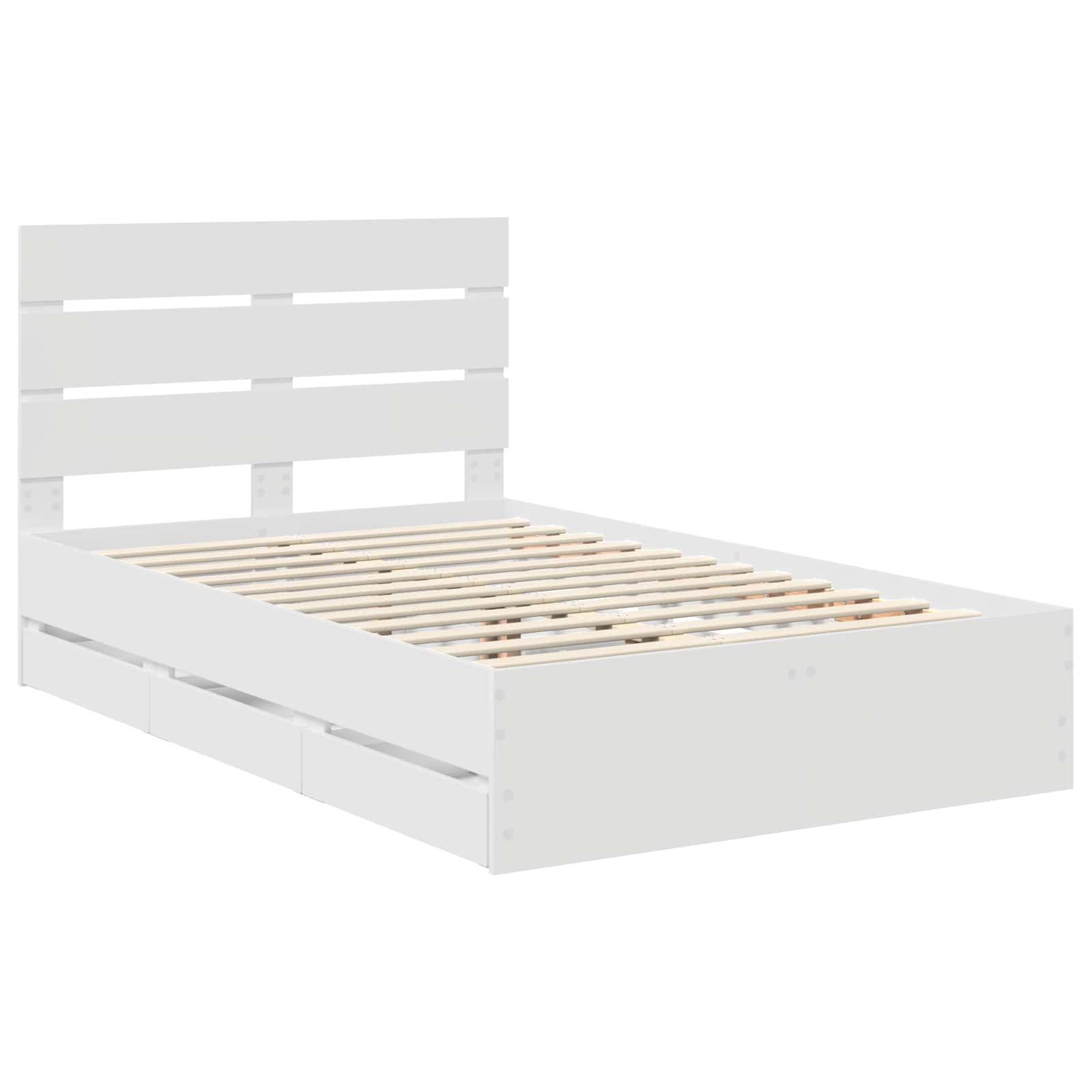 Cadru de pat cu sertar Alb 120 x 200 cm Lemn Ingineresc GartenMobel Dekor