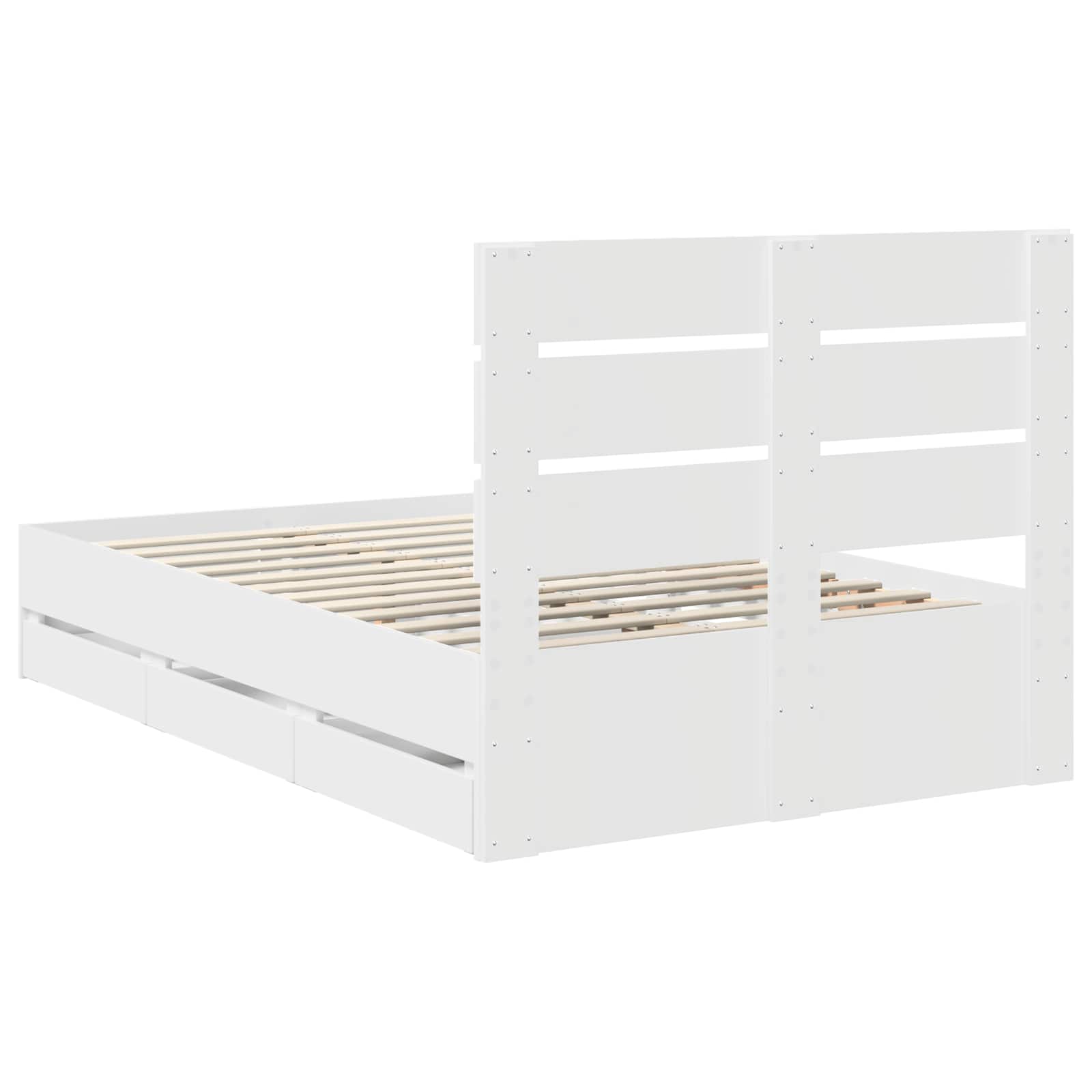 Cadru de pat cu sertar Alb 120 x 200 cm Lemn Ingineresc GartenMobel Dekor