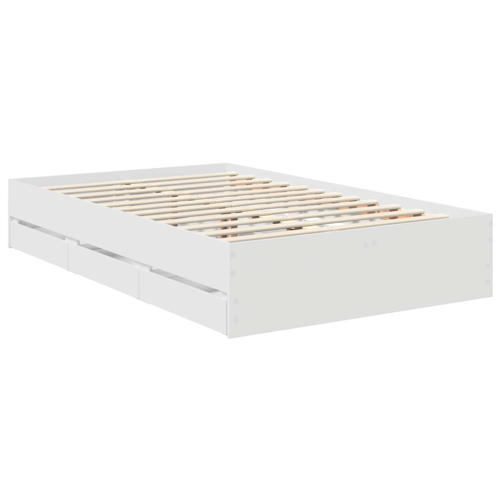 Cadru de pat cu sertar Alb 120 x 200 cm Lemn Ingineresc GartenMobel Dekor