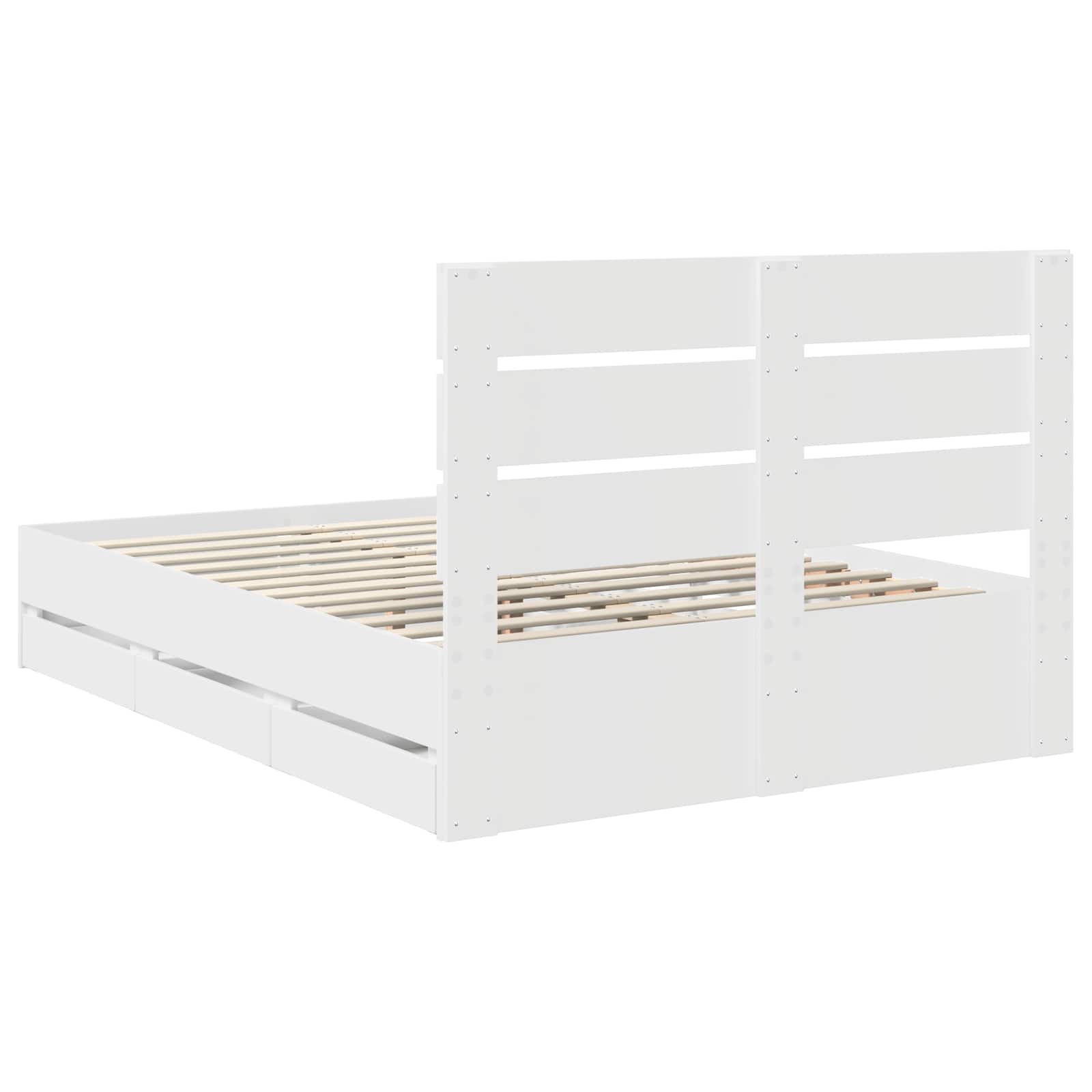 Cadru de pat cu sertar Alb 140 x 200 cm Lemn Ingineresc GartenMobel Dekor