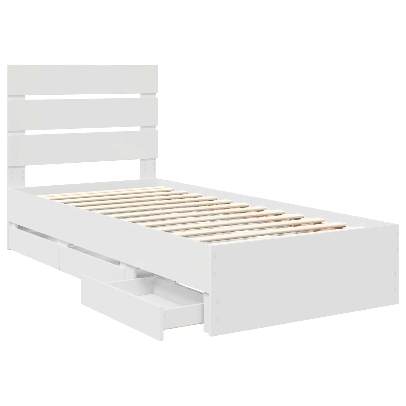 Cadru de pat cu sertar Alb 90 x 200 cm Lemn Ingineresc GartenMobel Dekor