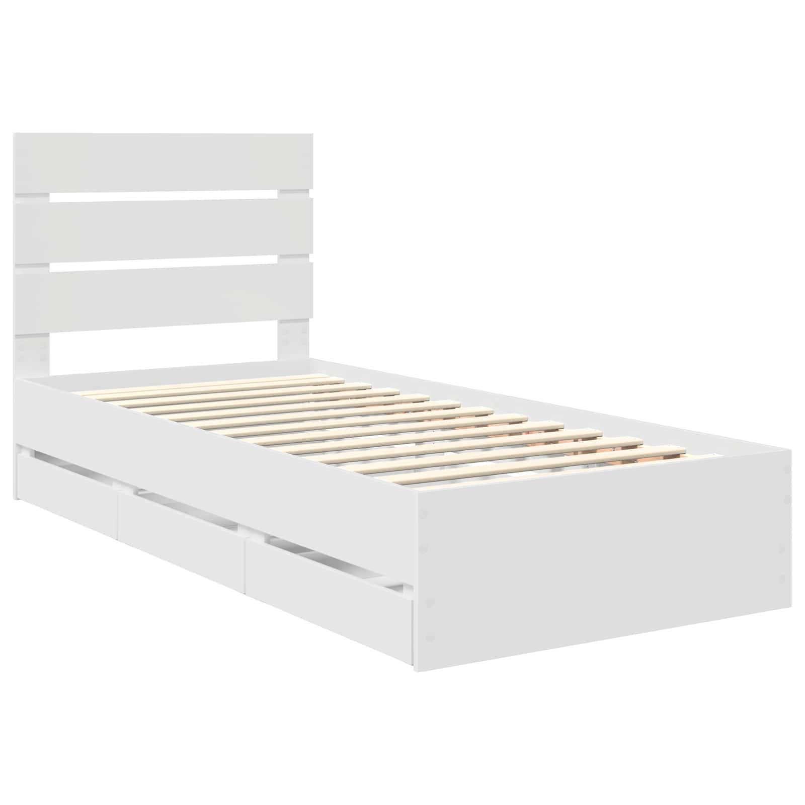 Cadru de pat cu sertar Alb 90 x 200 cm Lemn Ingineresc GartenMobel Dekor