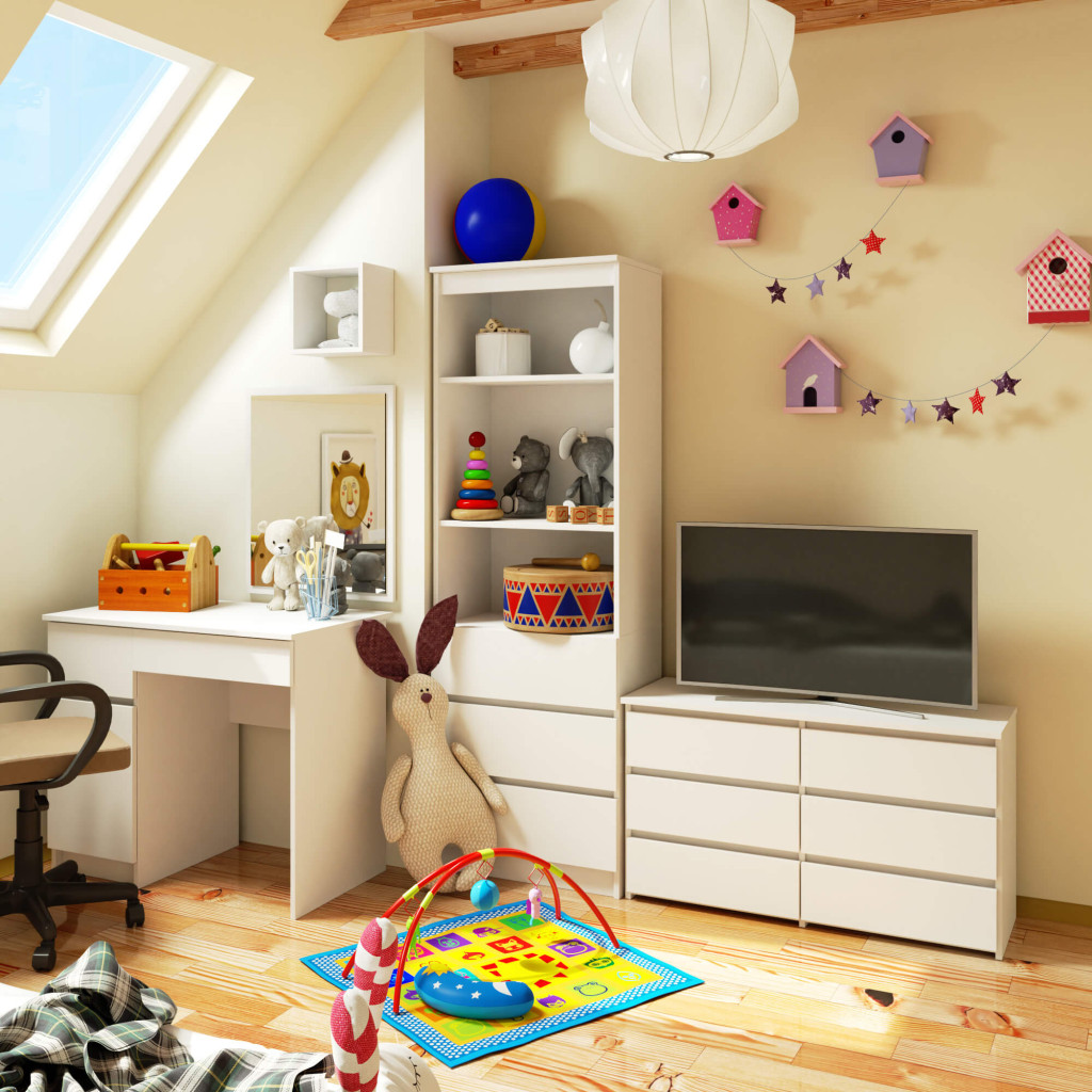 Comoda cu 6 sertare, PAL laminat, 100x35x57 cm, alb mat Household NewTrend