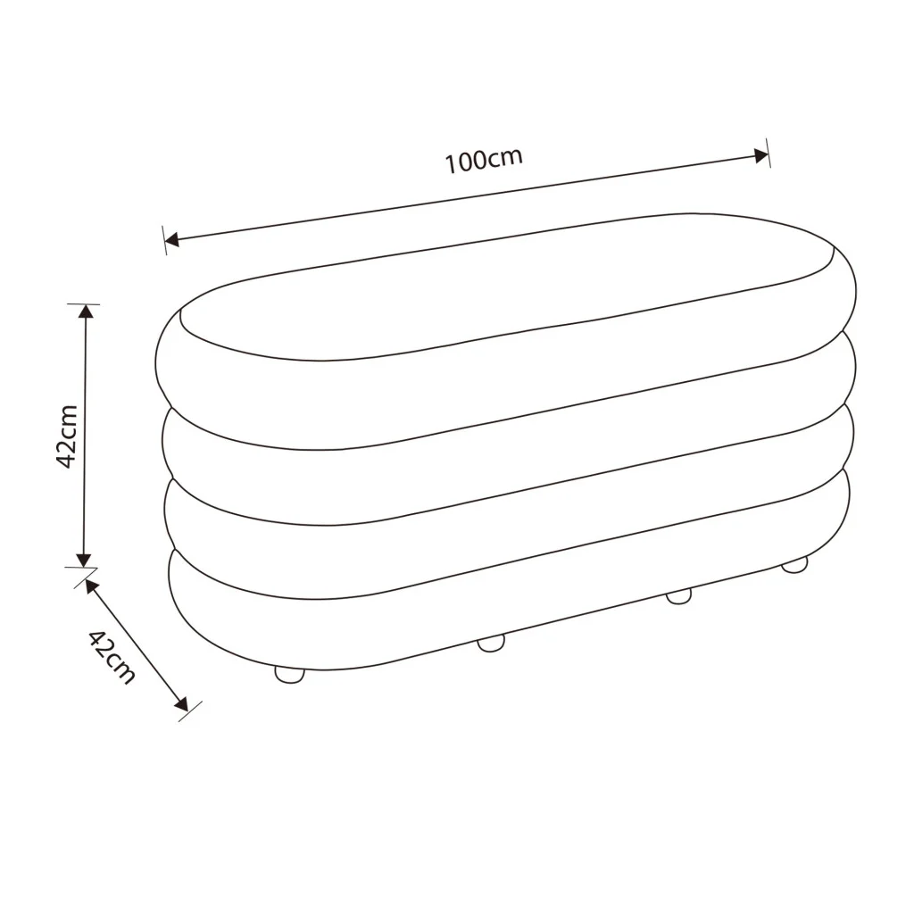 Taburet tapitat Puffo cu spatiu de depozitare, velur, 100x42x42 cm, crem Household NewTrend