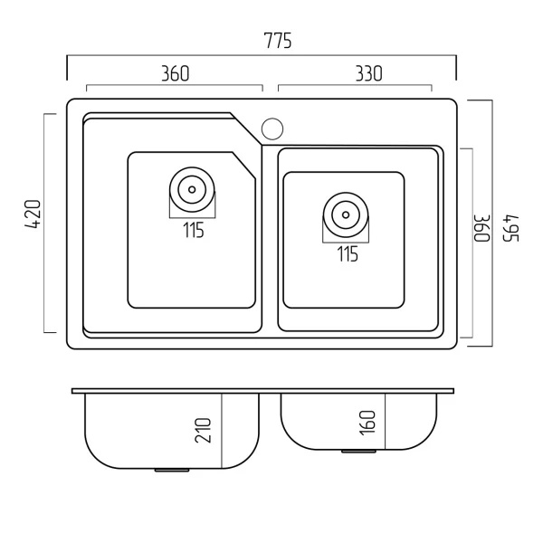 Chiuveta de bucătărie Elefant Premium Harmony , Nisip bej 775x495/420 mm Innovative ReliableTools