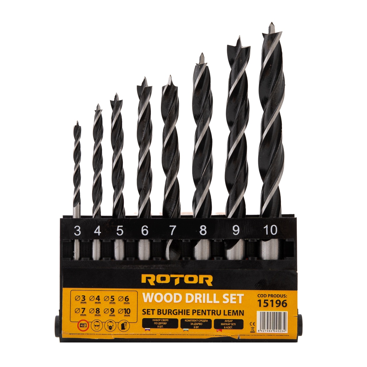 Set burghie pentru lemn, 8 piese ROTOR RBW8 Innovative ReliableTools