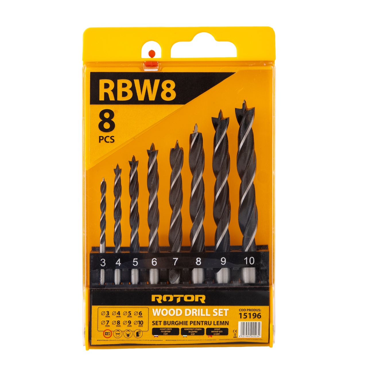 Set burghie pentru lemn, 8 piese ROTOR RBW8 Innovative ReliableTools