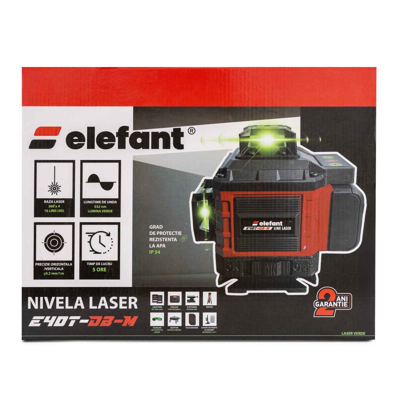 Nivela Laser 4D ELEFANT E4DT-DB-M 3D – 3 x 360° (12 linii), 4D – 4 x 360° (16 linii) Innovative ReliableTools