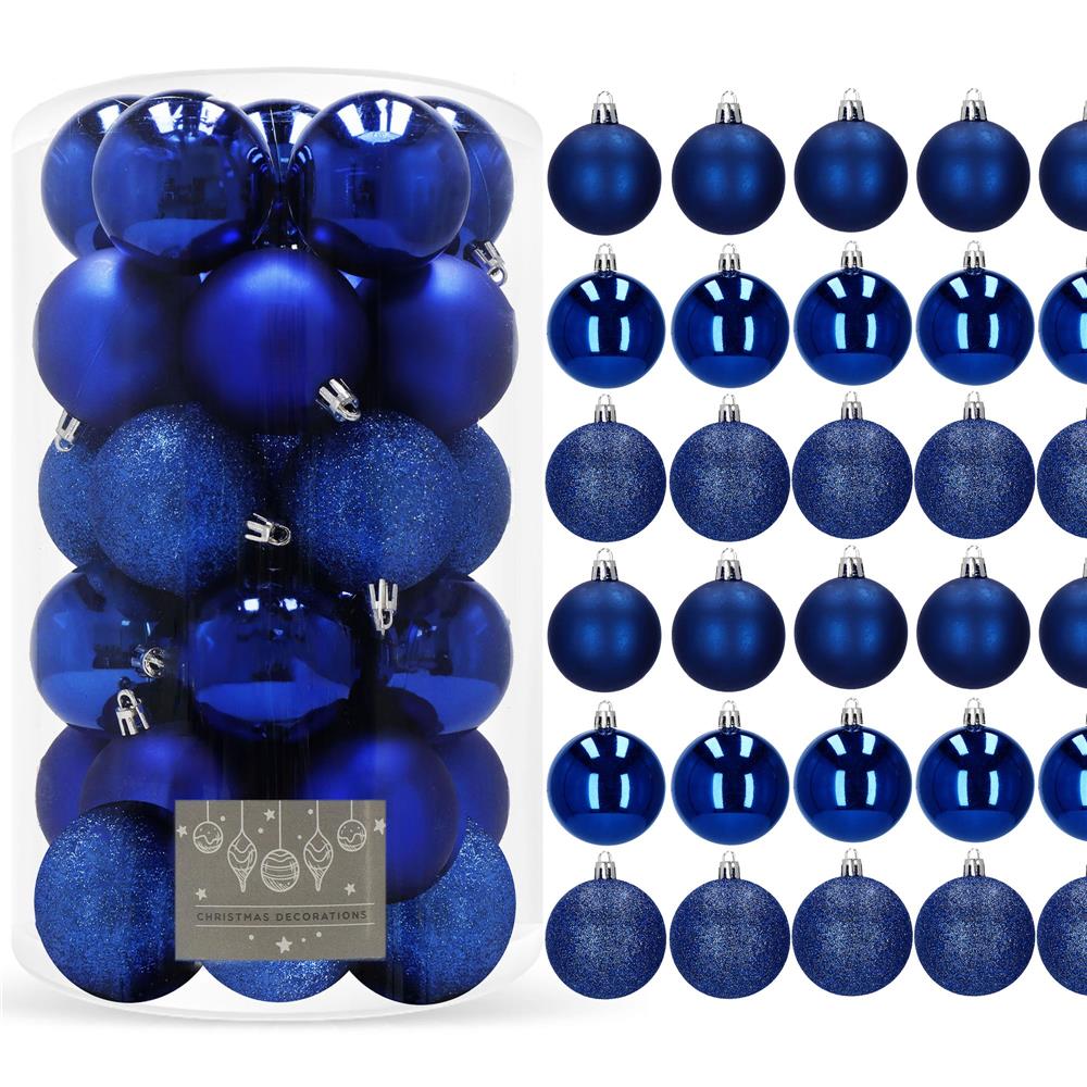 Set globuri de Craciun, 30 bucati, 3 modele, 6cm, albastru Household NewTrend