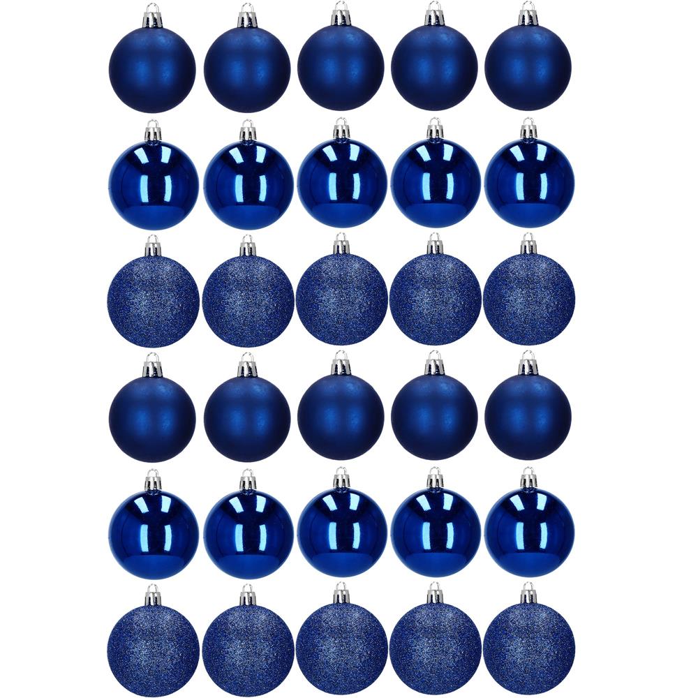 Set globuri de Craciun, 30 bucati, 3 modele, 6cm, albastru Household NewTrend