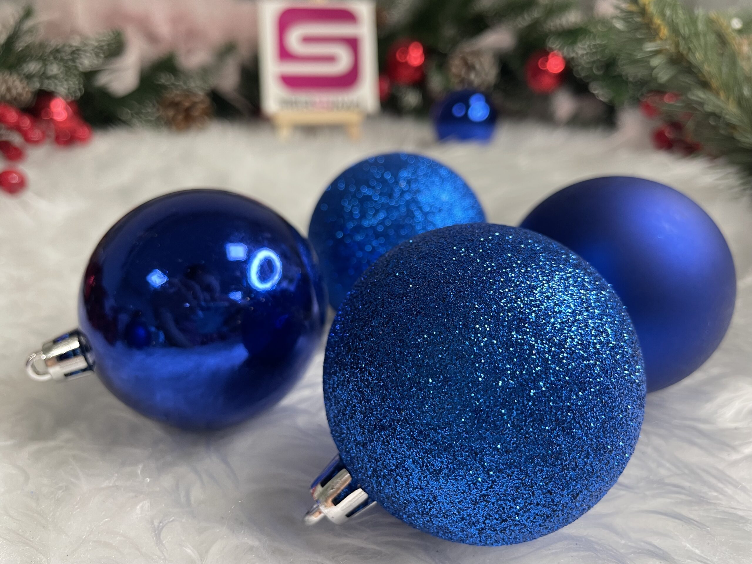 Set globuri de Craciun, 30 bucati, 3 modele, 6cm, albastru Household NewTrend