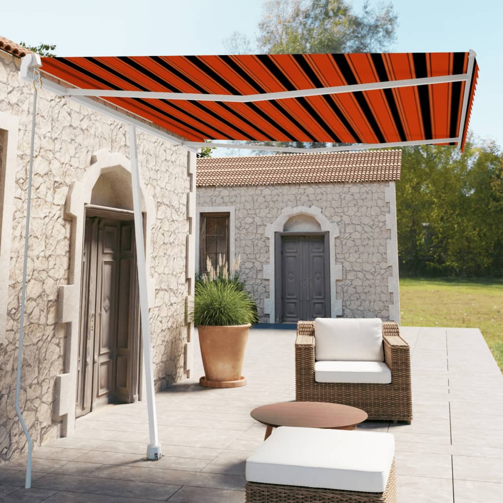 Copertină retractabilă manual, portocaliu/maro, 300x250 cm GartenMobel Dekor