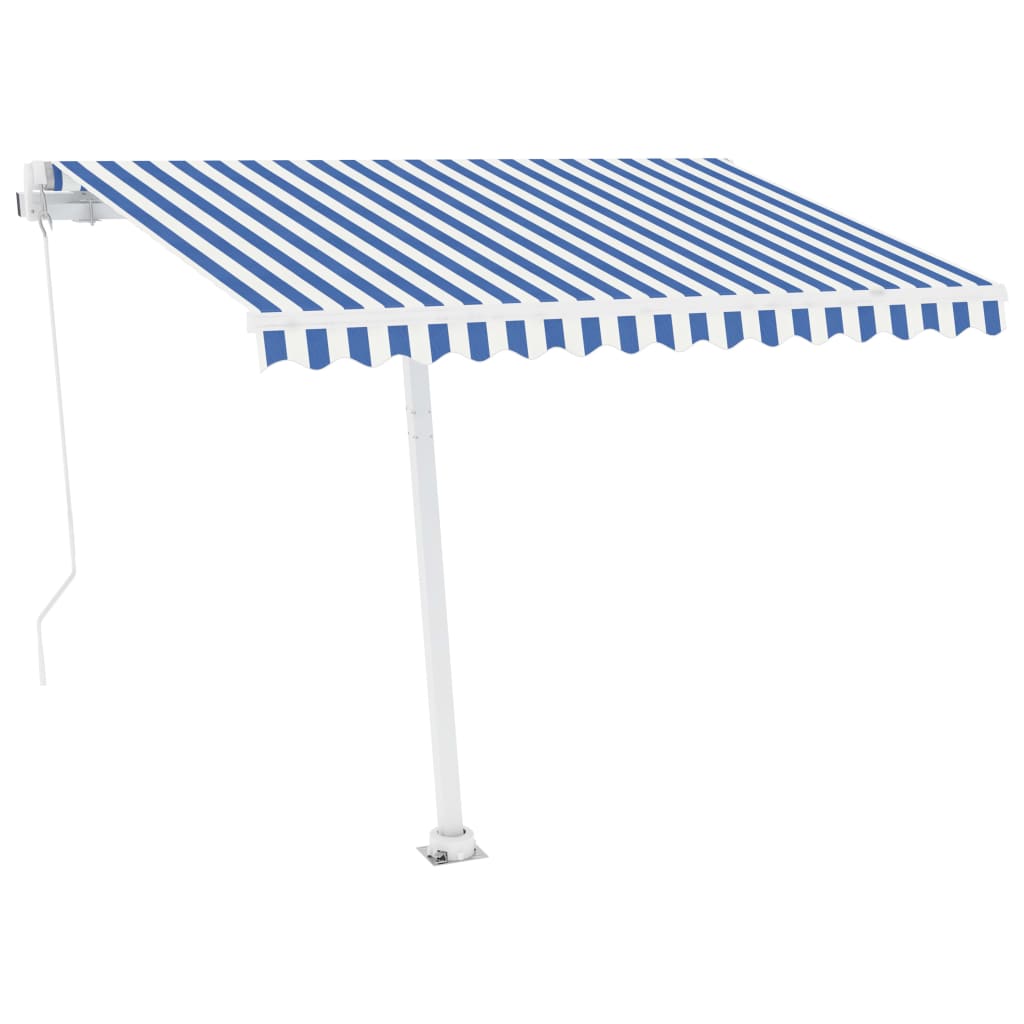 Copertină retractabilă manual cu LED, albastru & alb 350x250 cm GartenMobel Dekor