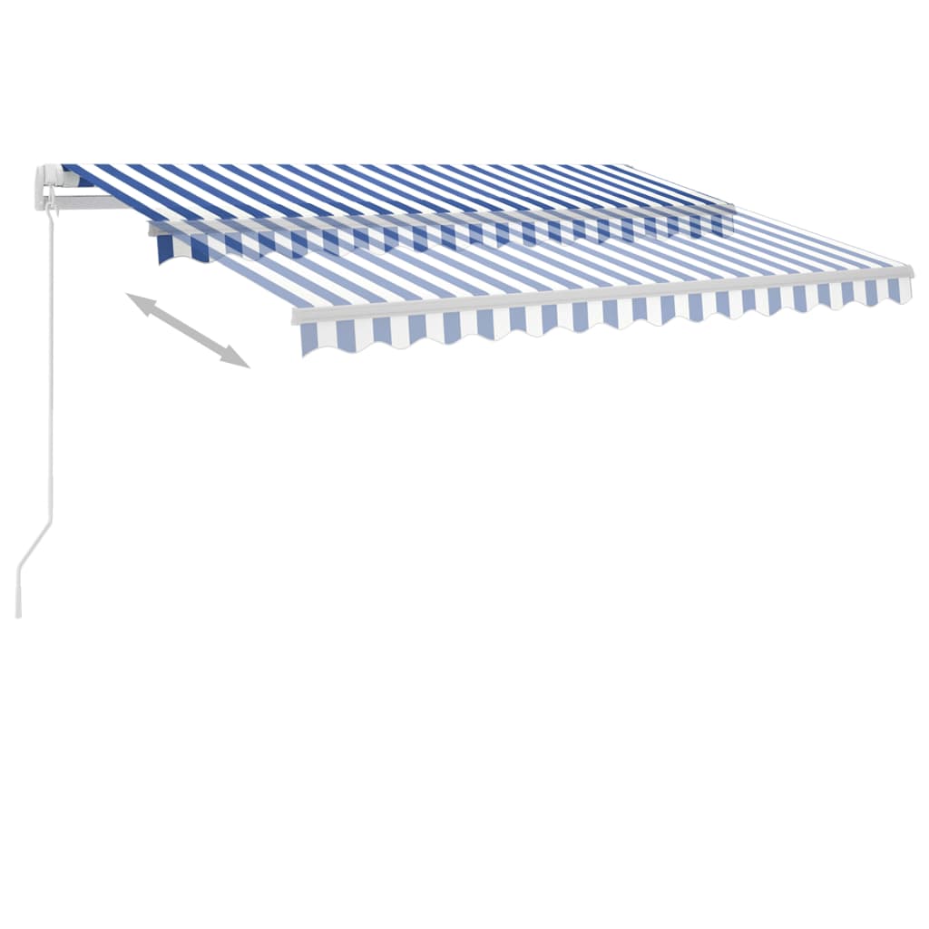 Copertină retractabilă manual cu LED, albastru & alb 350x250 cm GartenMobel Dekor