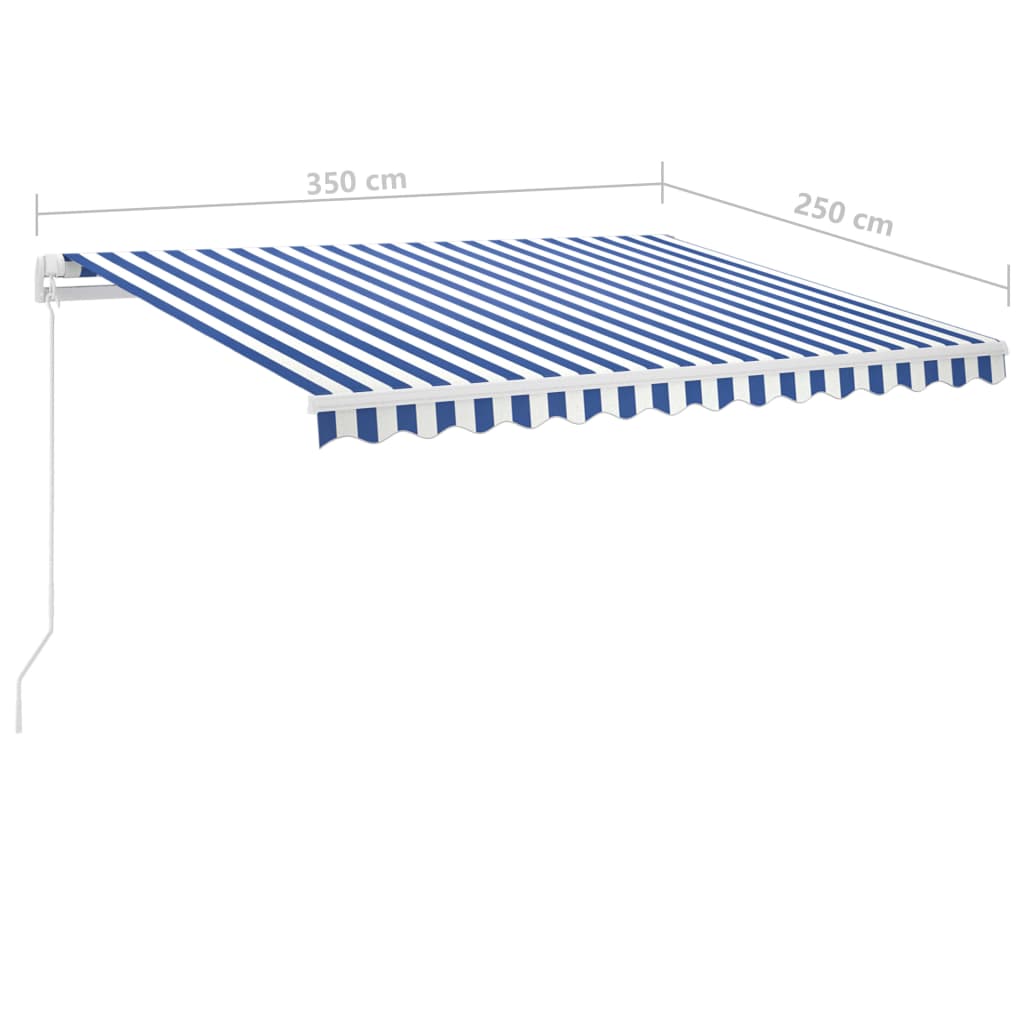 Copertină retractabilă manual cu LED, albastru & alb 350x250 cm GartenMobel Dekor