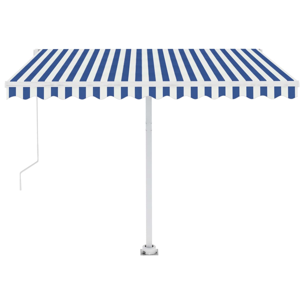 Copertină retractabilă manual cu LED, albastru & alb 350x250 cm GartenMobel Dekor