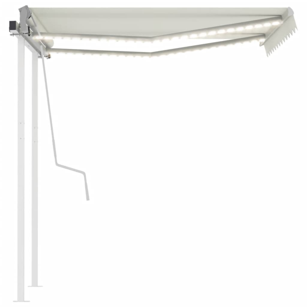 Copertină retractabilă manual cu LED, crem, 3,5x2,5 m GartenMobel Dekor