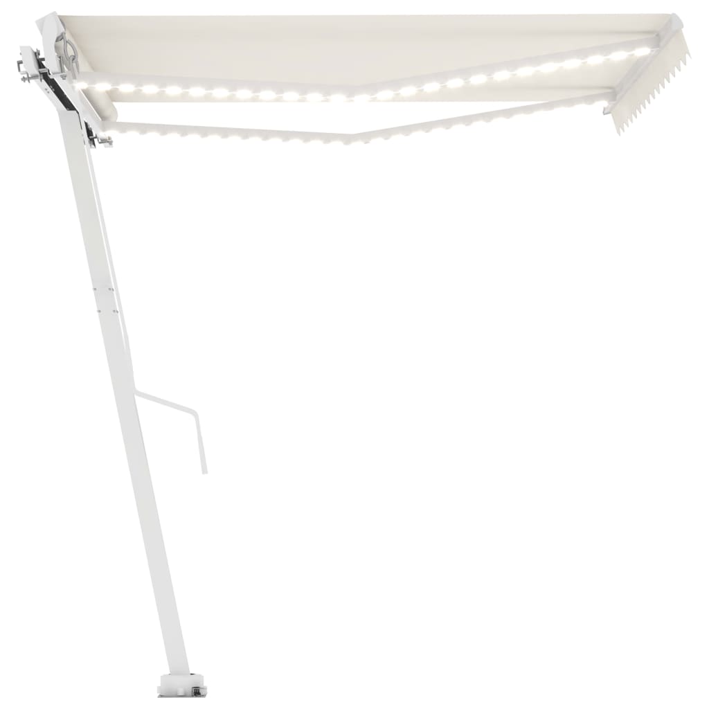 Copertină retractabilă manual cu LED, crem, 350x250 cm GartenMobel Dekor