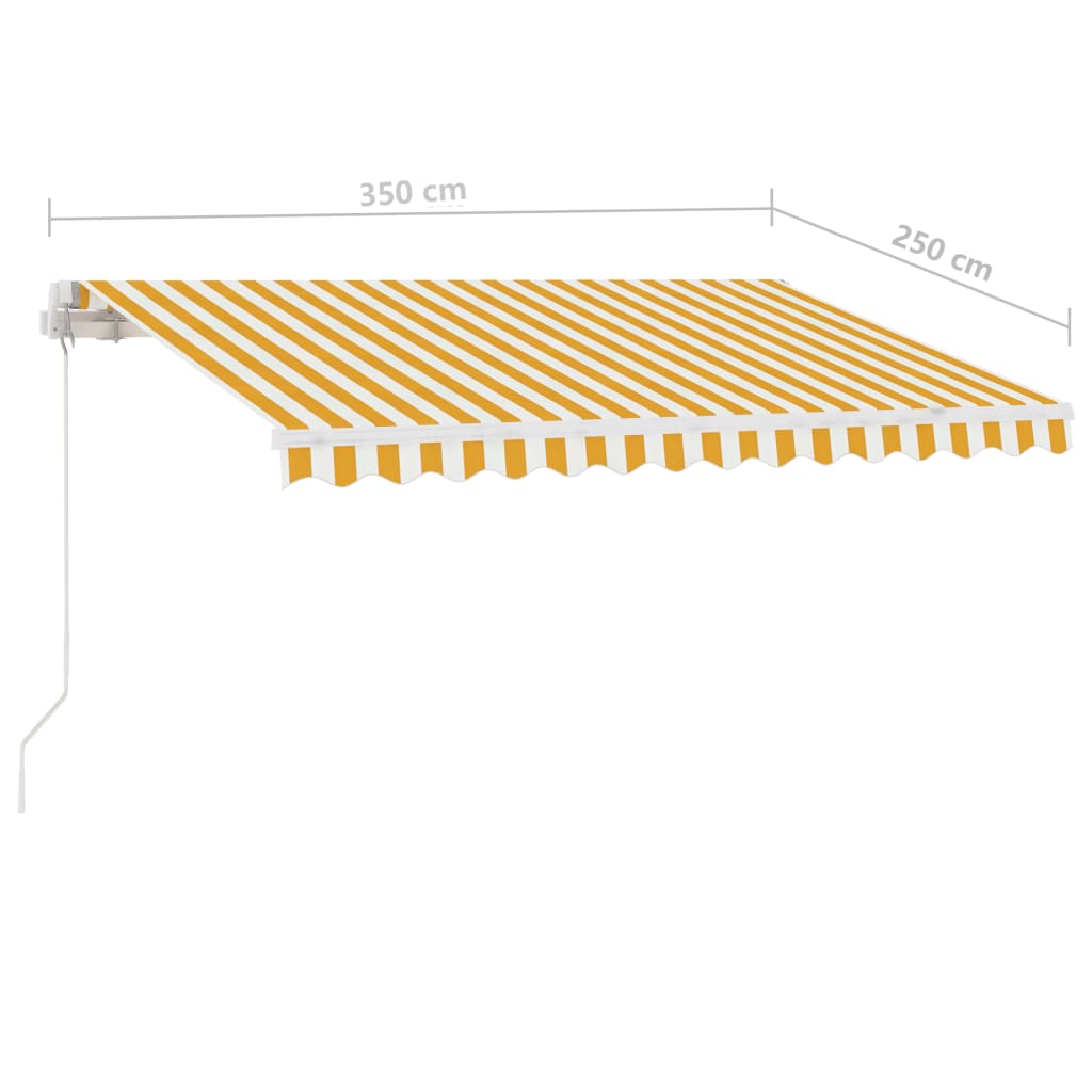 Copertină retractabilă manual cu LED, galben și alb, 350x250 cm GartenMobel Dekor