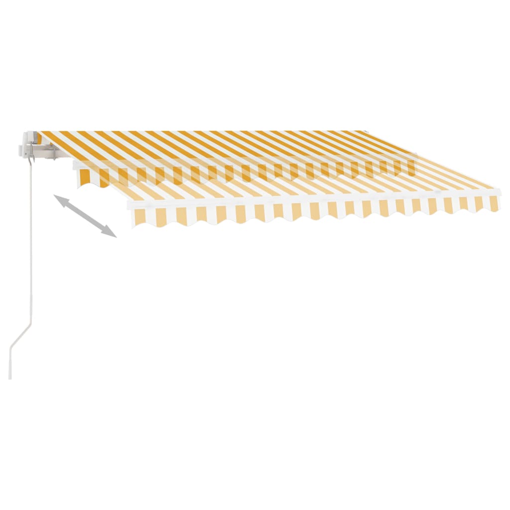Copertină retractabilă manual cu LED, galben și alb, 350x250 cm GartenMobel Dekor