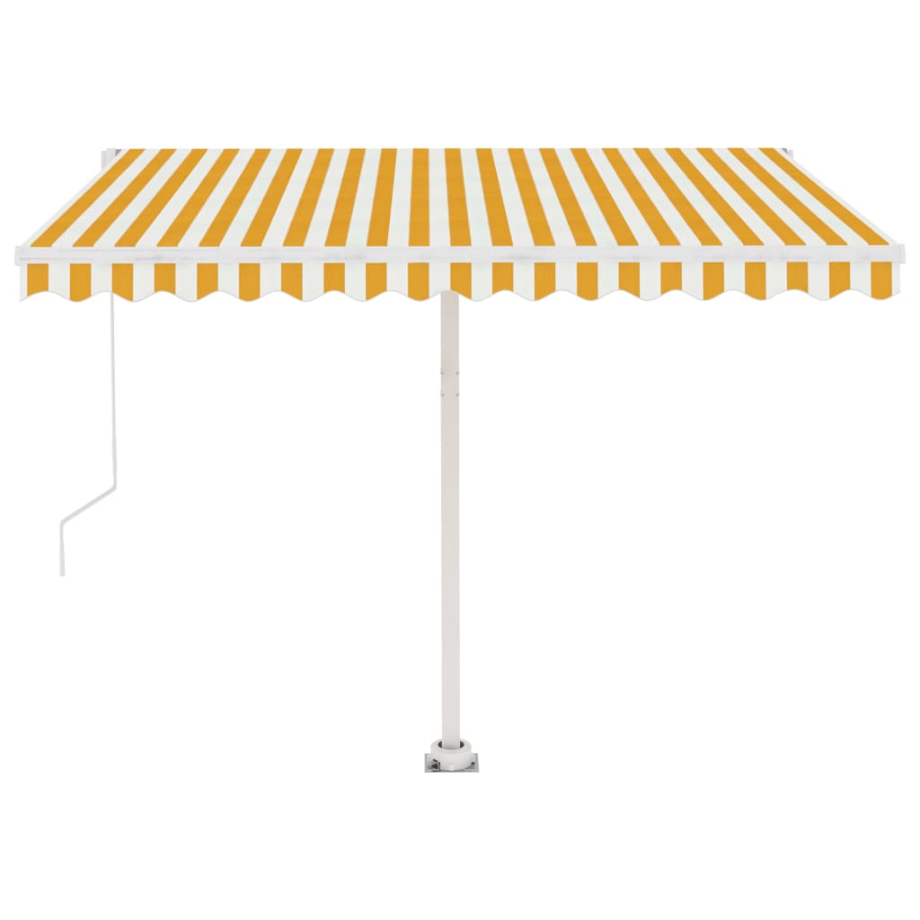 Copertină retractabilă manual cu LED, galben și alb, 350x250 cm GartenMobel Dekor