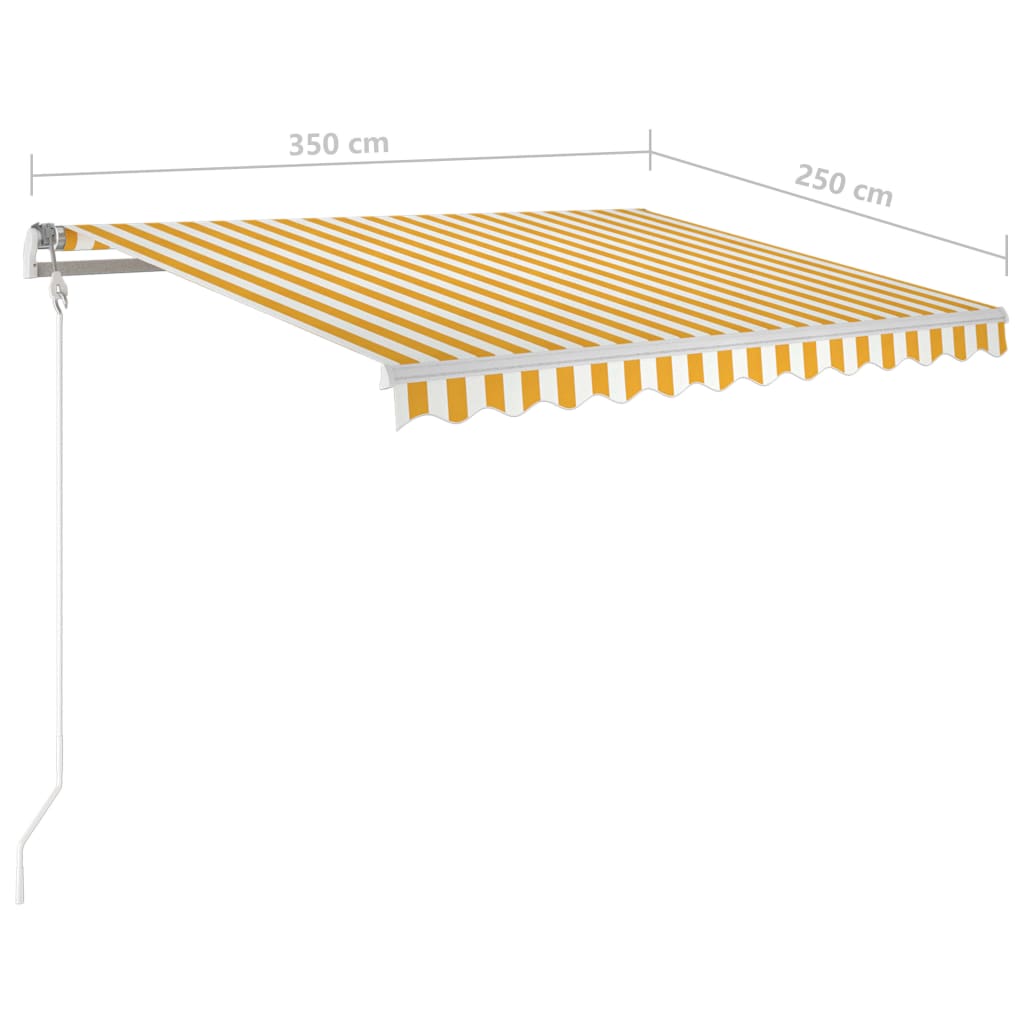 Copertină retractabilă manual cu LED, galben/alb, 3,5x2,5 m GartenMobel Dekor