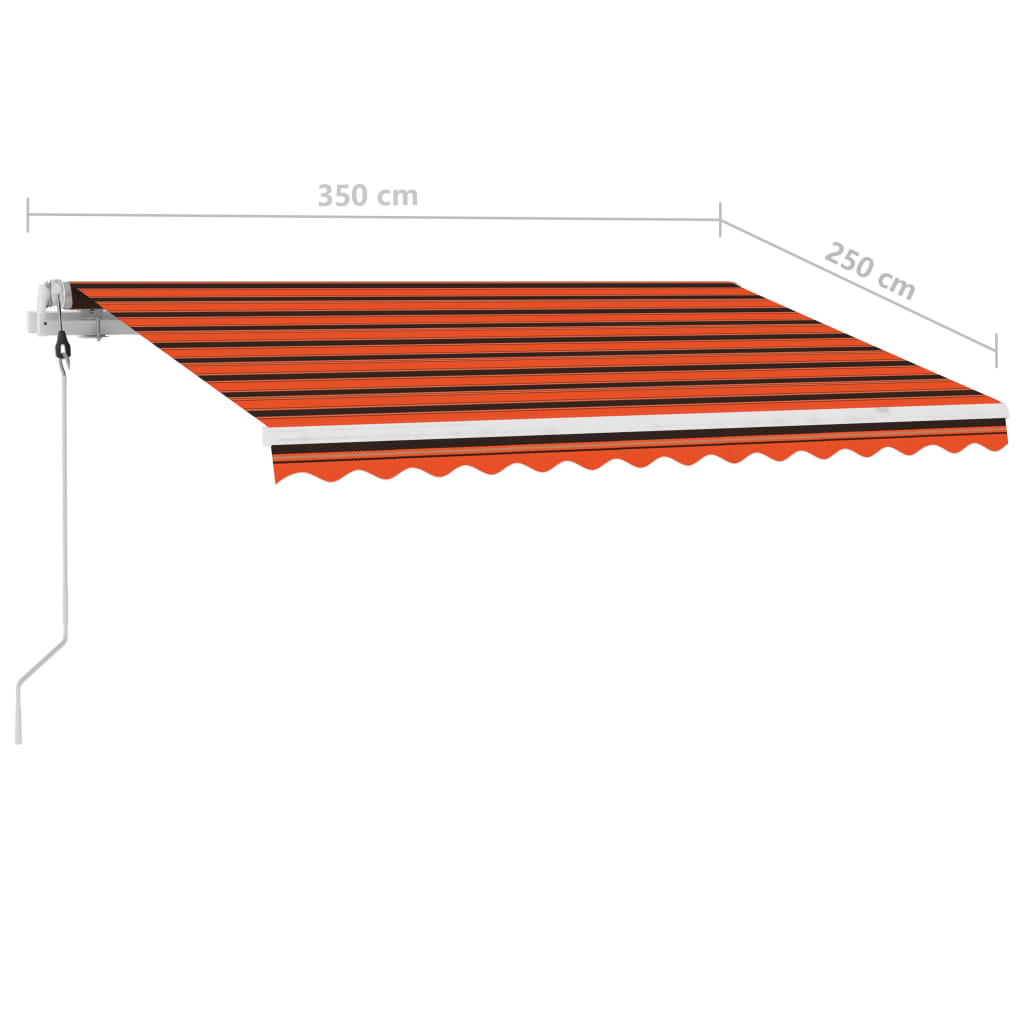 Copertină retractabilă manual cu LED portocaliu&maro 350x250 cm GartenMobel Dekor