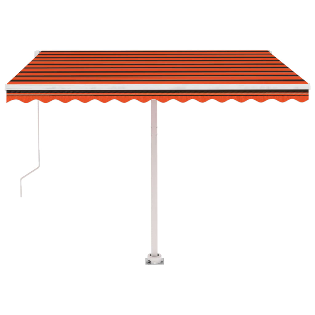 Copertină retractabilă manual cu LED portocaliu&maro 350x250 cm GartenMobel Dekor