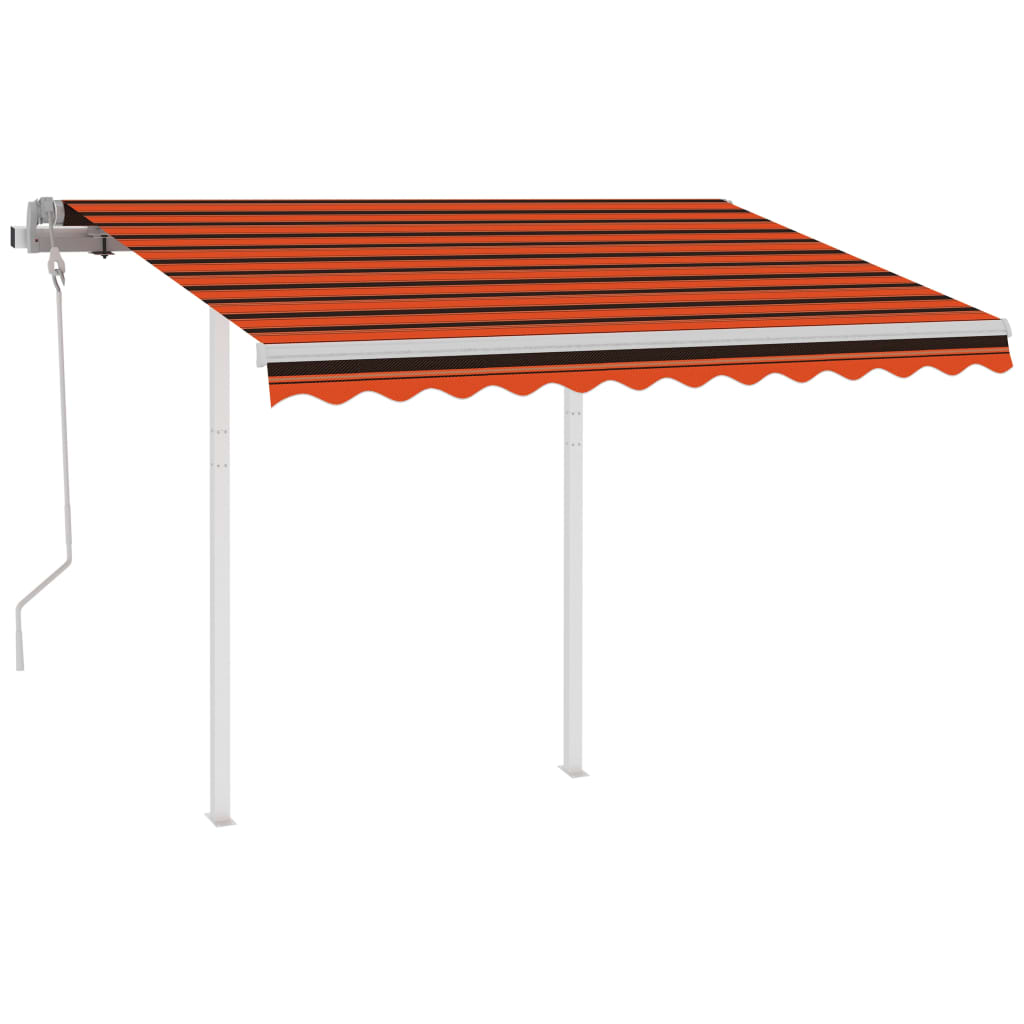 Copertină retractabilă manual cu stâlpi portocaliu/maro 3x2,5 m GartenMobel Dekor