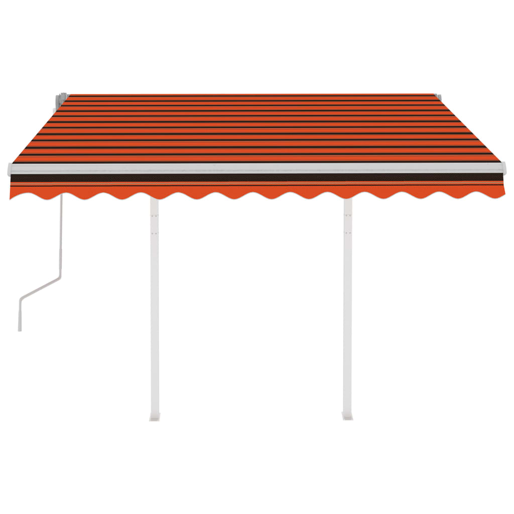 Copertină retractabilă manual cu stâlpi portocaliu/maro 3x2,5 m GartenMobel Dekor