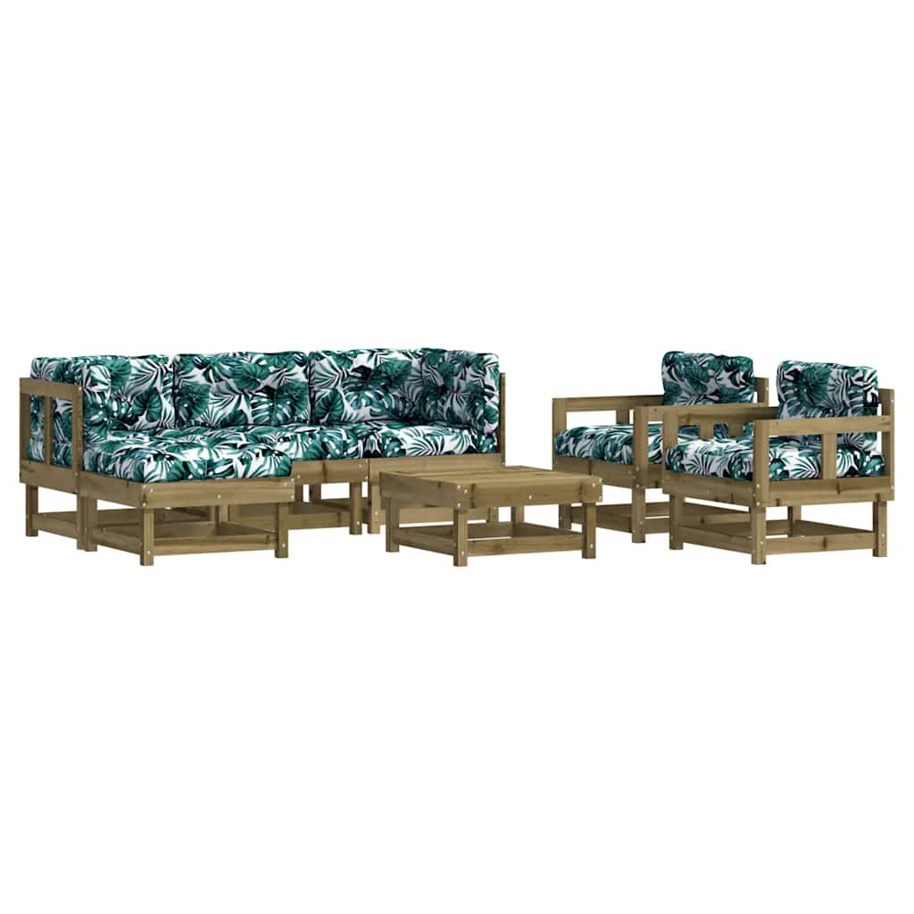 Set mobilier de grădină cu perne, 7 piese, lemn de pin tratat GartenMobel Dekor