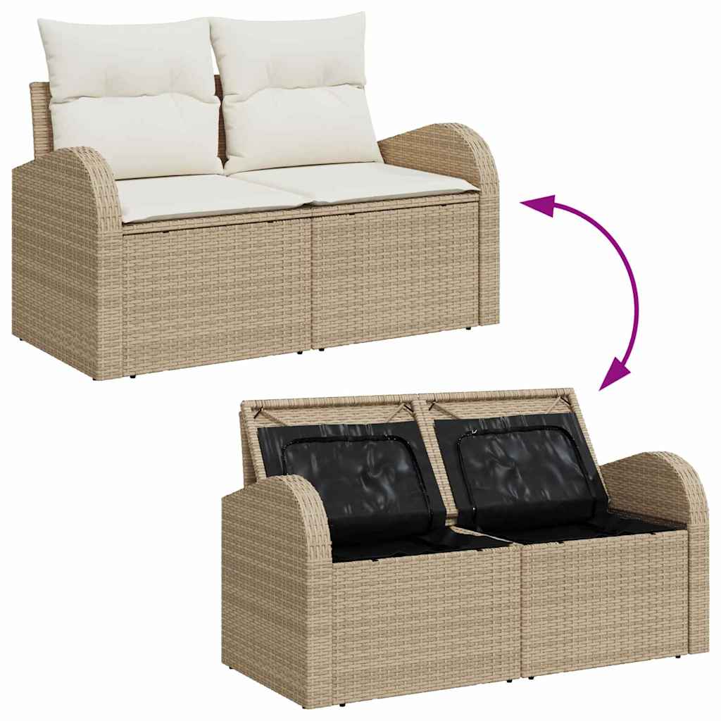 Set de canapele pentru grădină 10 pcs Bej și Alb poliratan GartenMobel Dekor