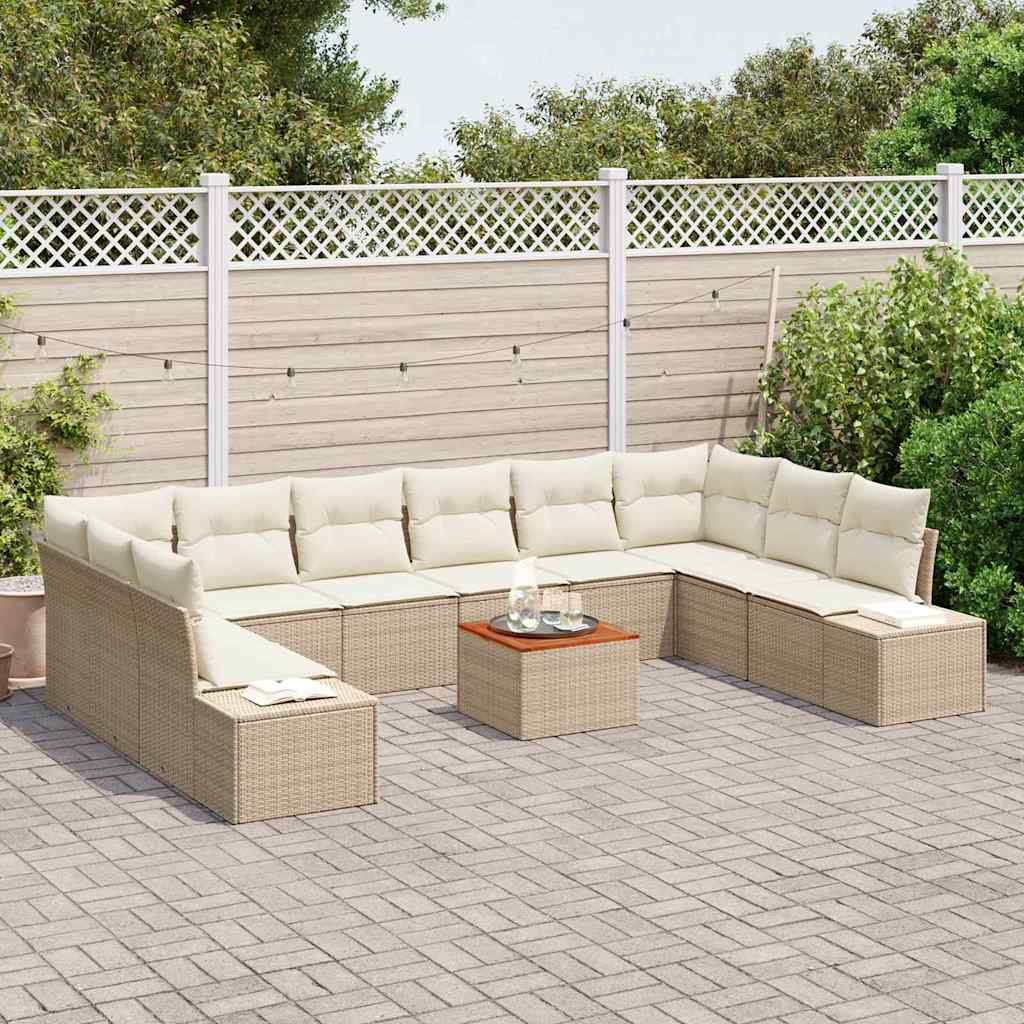 Set de canapele pentru grădină 11 pcs Bej și alb GartenMobel Dekor