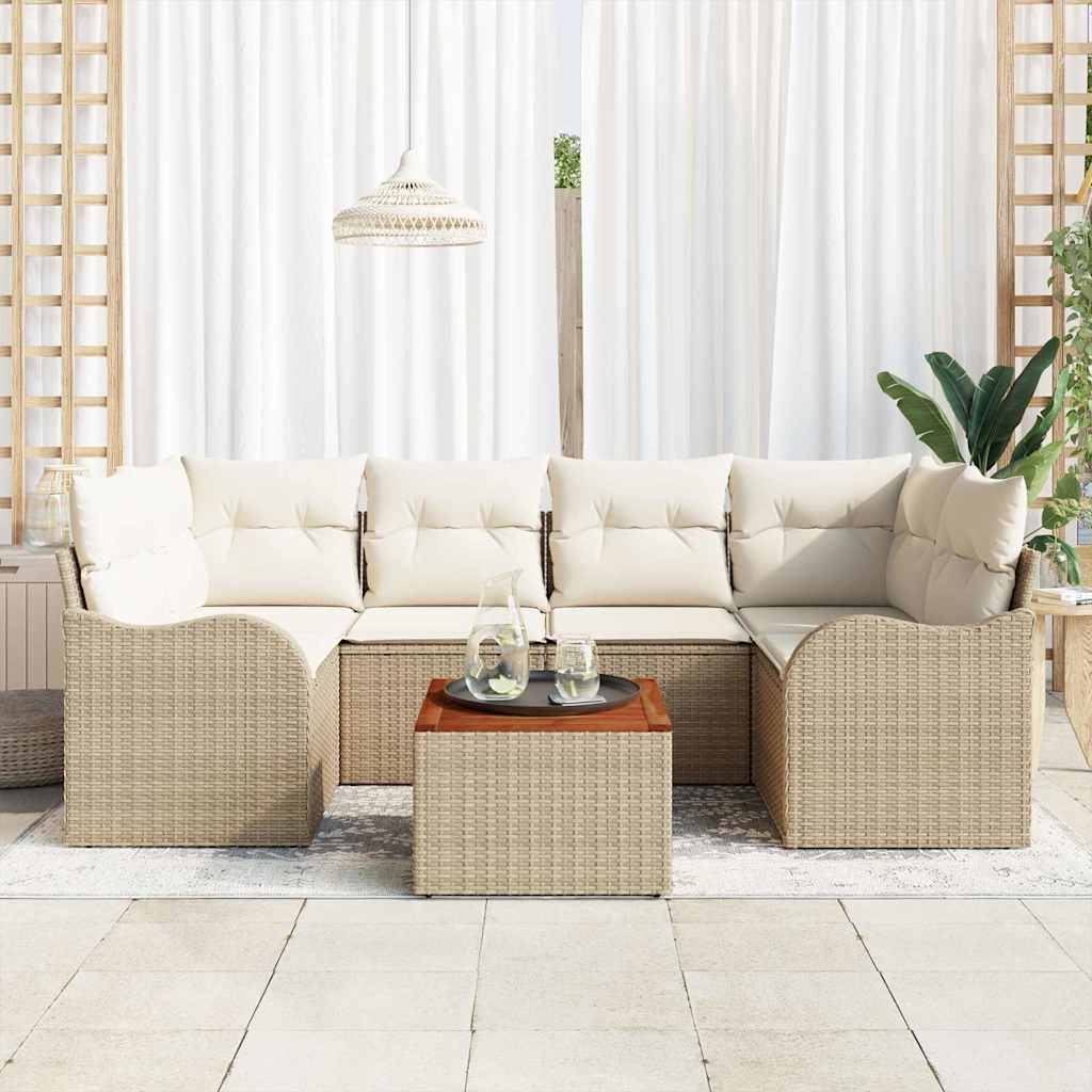Set de canapele pentru grădină 7 pcs Bej și alb GartenMobel Dekor