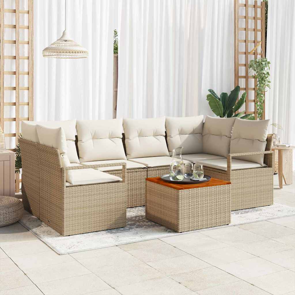 Set de canapele pentru grădină 7 pcs Bej și alb GartenMobel Dekor