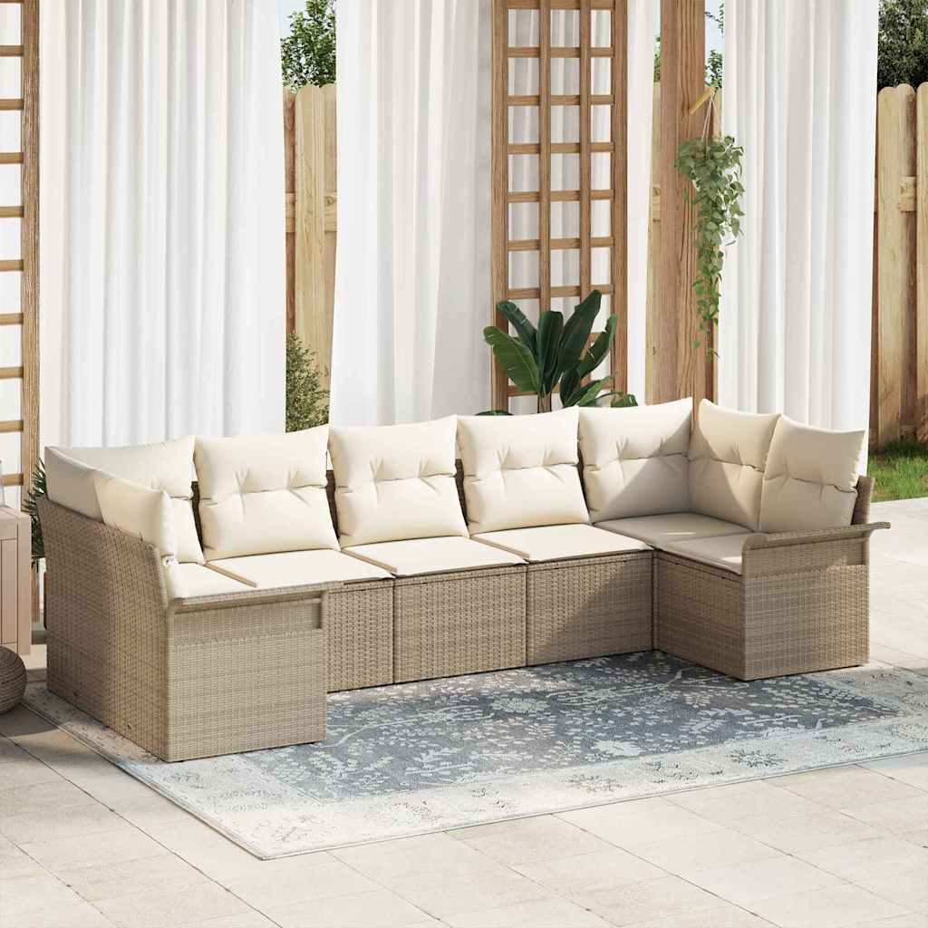 Set de canapele pentru grădină cu pernă 7 pcs Bej Rattan poli GartenMobel Dekor