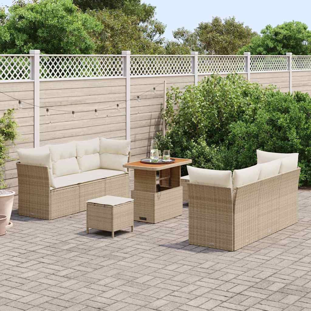 Set de canapele pentru grădină 9 pcs Bej și crem poliratan GartenMobel Dekor