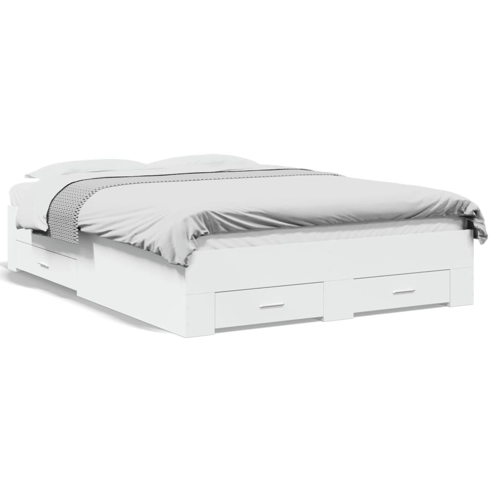 Cadru de pat cu sertare, alb, 120x200 cm, lemn prelucrat GartenMobel Dekor