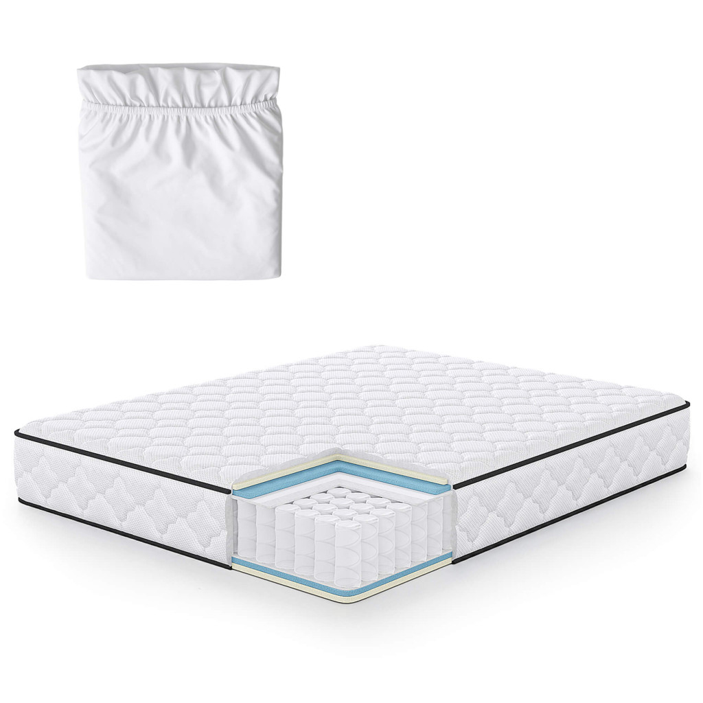 Saltea cu arcuri si husa de protectie, 7 zone confort, duritate H3 medie, inaltime 24 cm, alb, 160x200 cm Household NewTrend