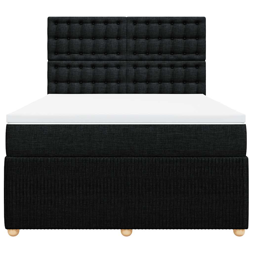 Pat box spring cu saltea, negru, 160x200 cm, textil GartenMobel Dekor