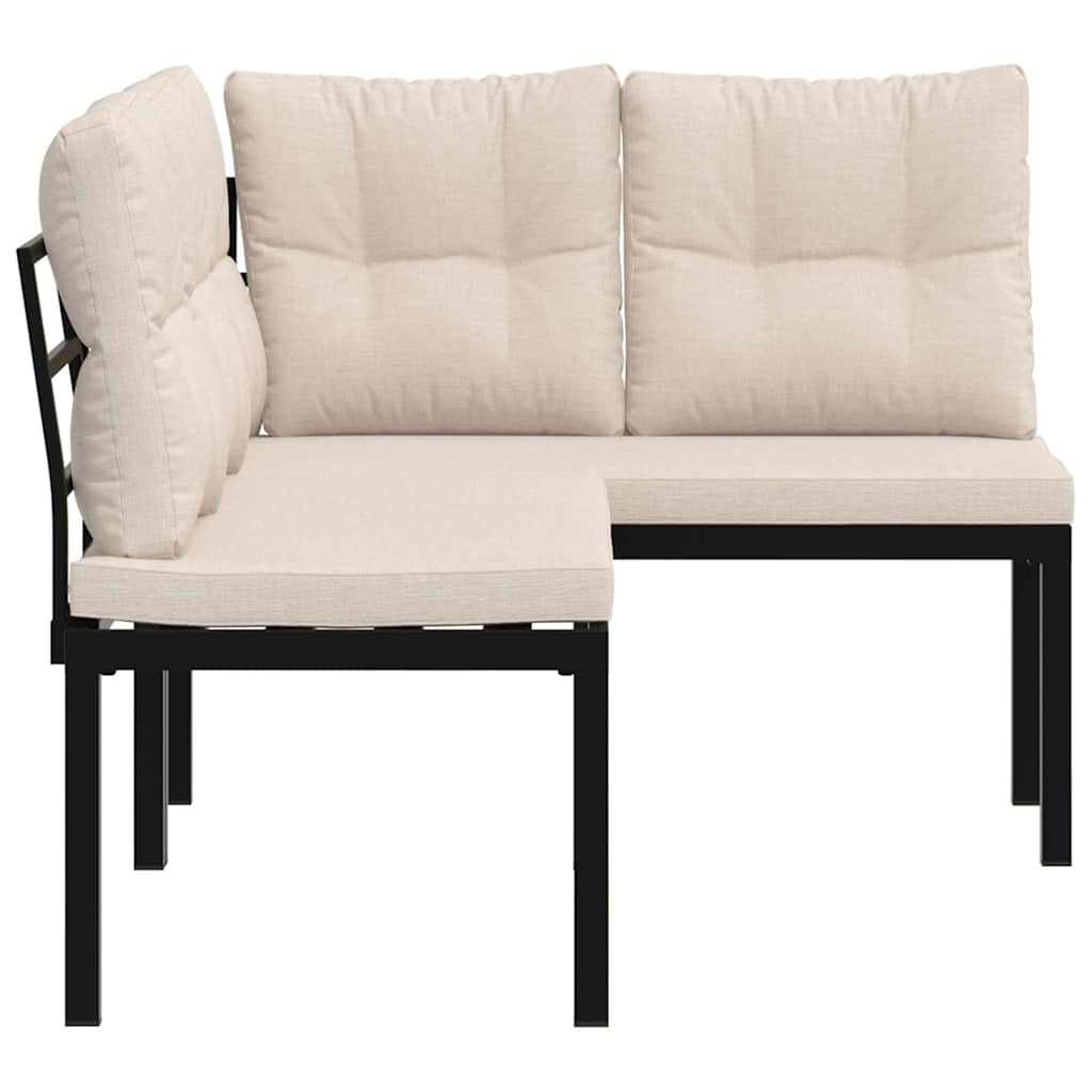 Bănci de grădină cu perne 2 buc negru oțel vopsit electrostatic GartenMobel Dekor