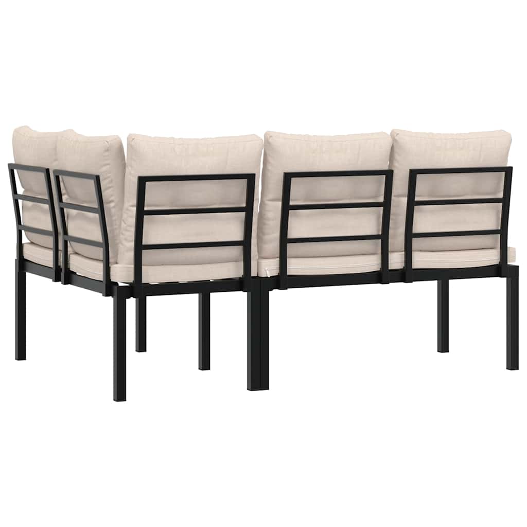 Bănci de grădină cu perne 2 buc negru oțel vopsit electrostatic GartenMobel Dekor