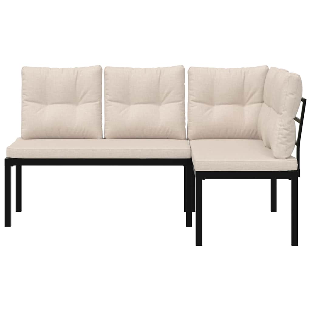 Bănci de grădină cu perne 2 buc negru oțel vopsit electrostatic GartenMobel Dekor